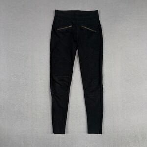 American Eagle Jeans Womens XS Black Jeggings Ribbed Knee Zipper Skinny Ankle